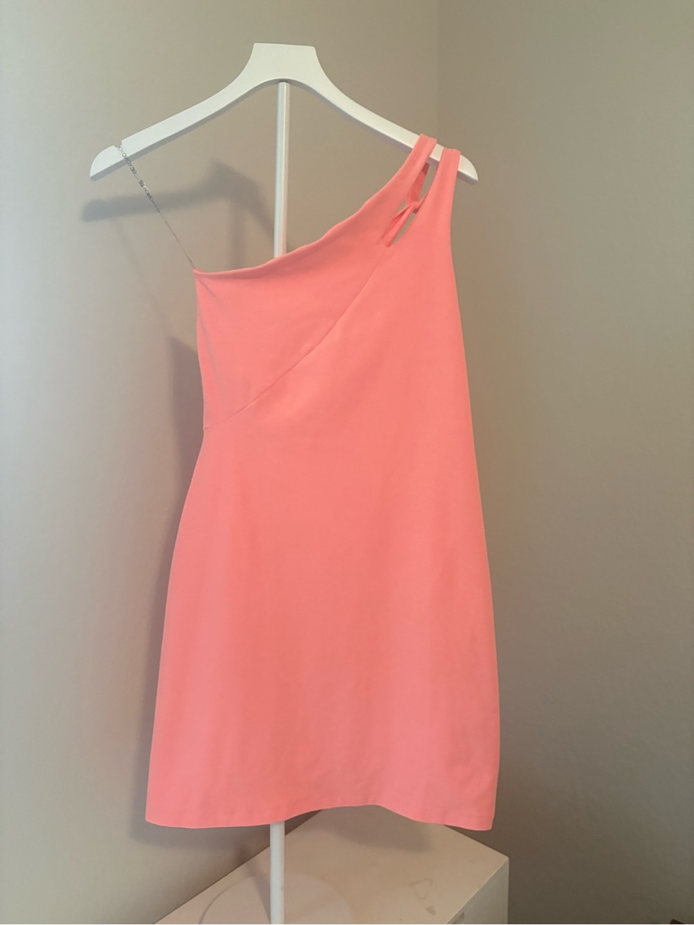 Beyond Yoga Coral Pink One-Shoulder Mini Dress